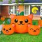 GOOSH 5FT Halloween Inflatable Long Three Pumpkin Cat Head Combo with Built-in LEDs